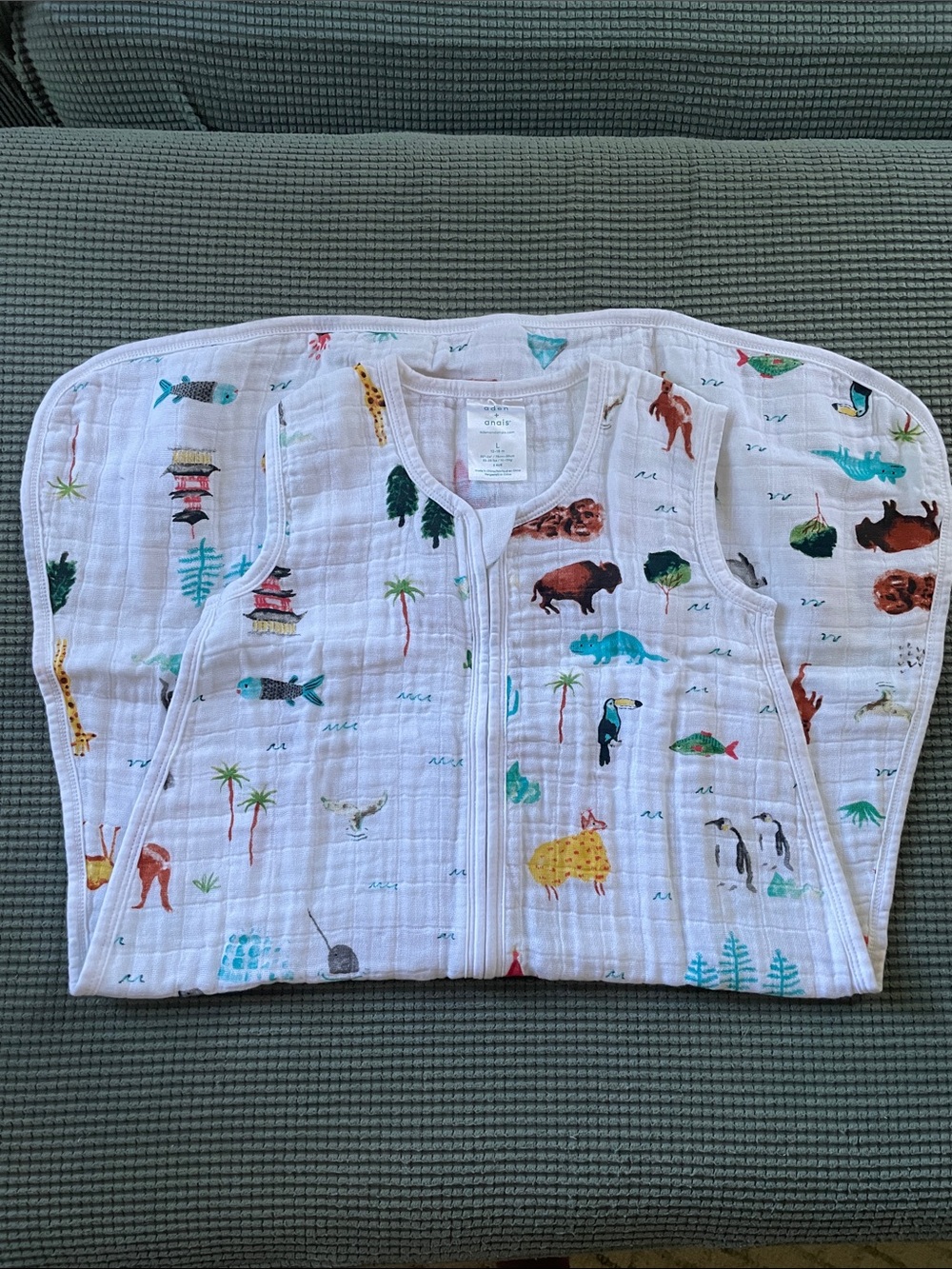 aden + anais White Muslin Zip sleep sack
